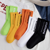 Socks female stockings ins tide spring and autumn thin cotton stockings Sports wind Japanese Net red men long tube summer