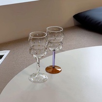 Creative colored glass high-value wine glass bar special cocktail glass bead dot fruit wine glass