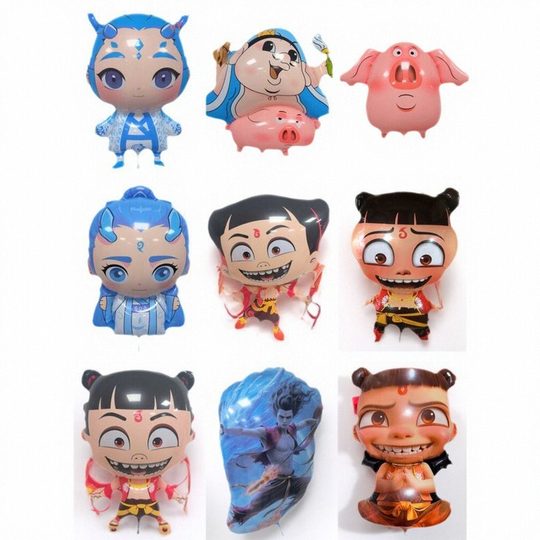 飘空气球卡通网红哪吒敖丙装饰球大号新款摆摊地推儿童球氦气不飞