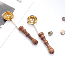 Retro flame paint seal special melting wax spoon wooden handle brass spoon anti-hot hand paint melting wax heating spoon
