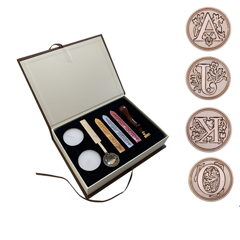 Eurostyle Letters Retro Fire Lacquer Seal Gift Box Set Hand Ledger Creative Gift Envelope Closure Wax Poke Custom Badge