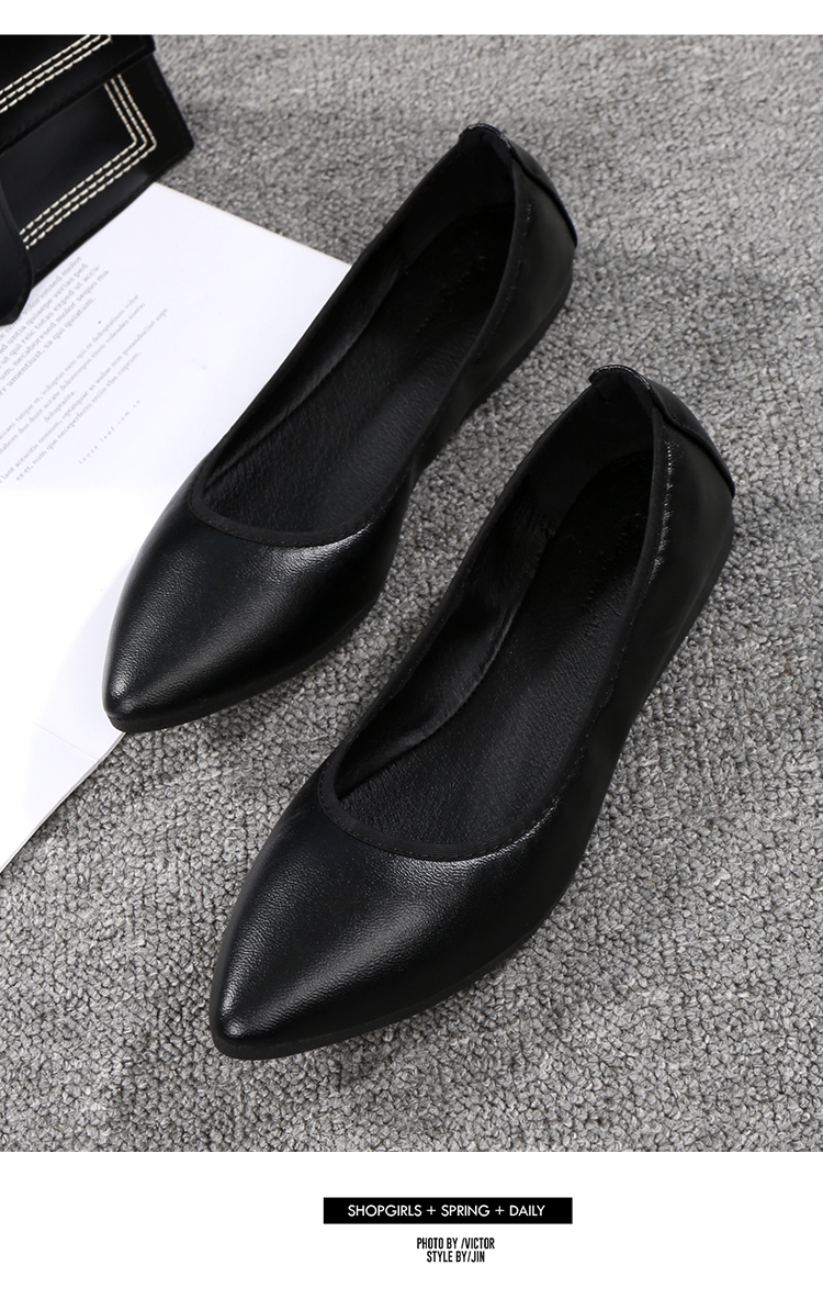 womens black leather flat work shoes