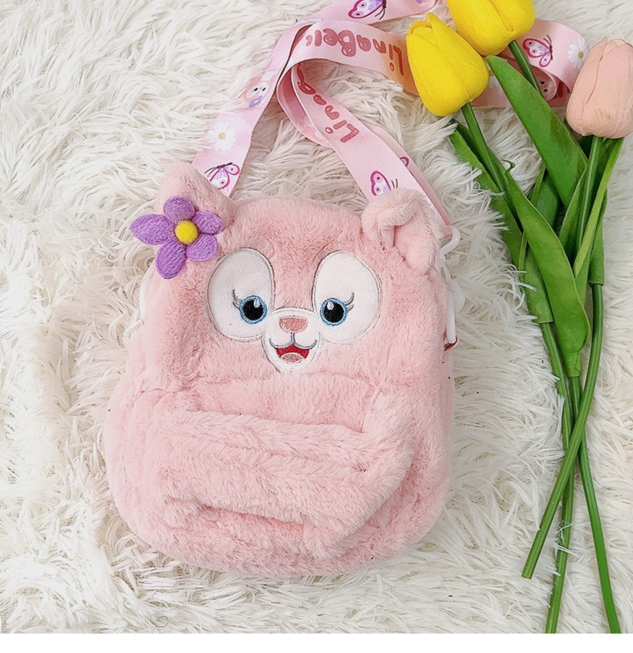 Детская сумка на ремне 两用小熊儿童斜挎包女孩毛绒可爱宝宝包包出游女童零钱单肩手机包