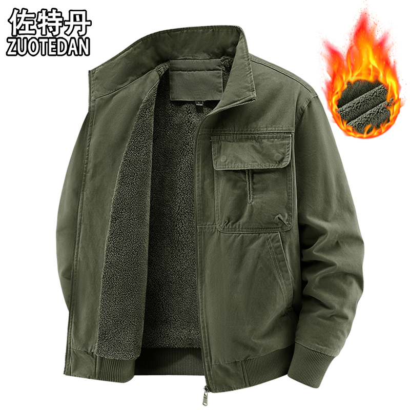 Zote Dan Thickened Fleece-Lined Jacket, Men's Autumn and Winter Pure Cotton Workwear, Multi-Pocket Casual Lapel Warm Coat Zote Dan Thickened Fleece-Lined Jacket, Men's Autumn and Winter Pure Cotton Workwear, Multi-Pocket Casual Lapel Warm Coat