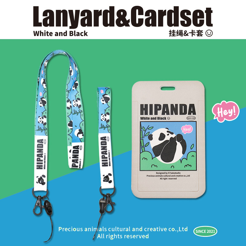 Halo Studio Original Panda Series Short wrist rope long version mobile phone hanging neck rope sleeve