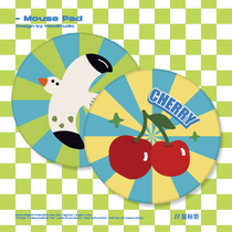 HaloStudio Original Bird Blue and Green Cherry Round Cartoon Cute Notebook mouse pad