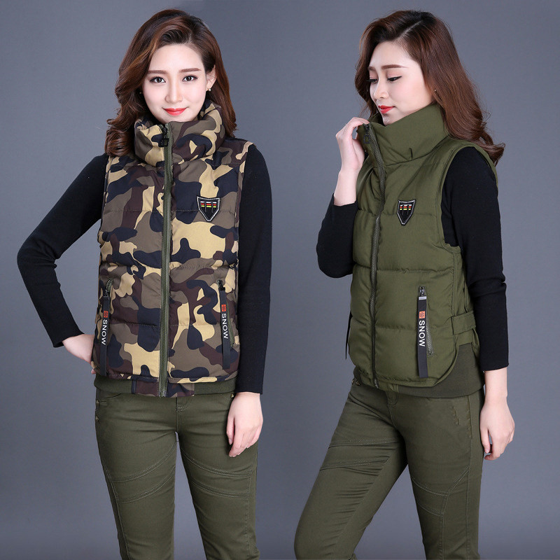 Woman-style casual outer-beat vest-sleeveless vest Han edition camouflage army green thickened menu-shirt pants