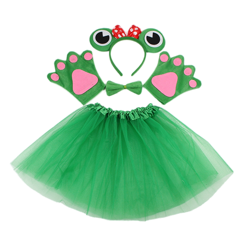 Children's Day Performance Little Frog Jumping Frog Princess Prince Costume Set Animal Headgear Paws Green Tulle Skirt