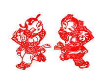 Fuwa Chunwa explosive red paper-cut window flower handmade 2022 Tiger Year New Year Spring Festival door glass paste spring word Fuzi
