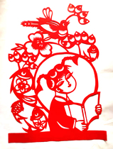 Learn character red paper cut pure handmade cut decoration painting window flower student kindergarten school children red rice paper
