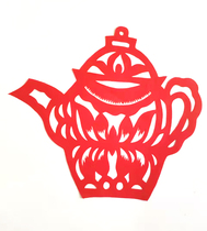 Warm heart pot hi word red paper-cut window flower living room door glass decoration painting pure handmade gifts chinese style