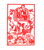 Harmonious Family Home Wind Esteem Old Love Young Cut Paper Stickler Pure Hand Carved Paper Bifacial Red Xuan Paper Large Size Filial