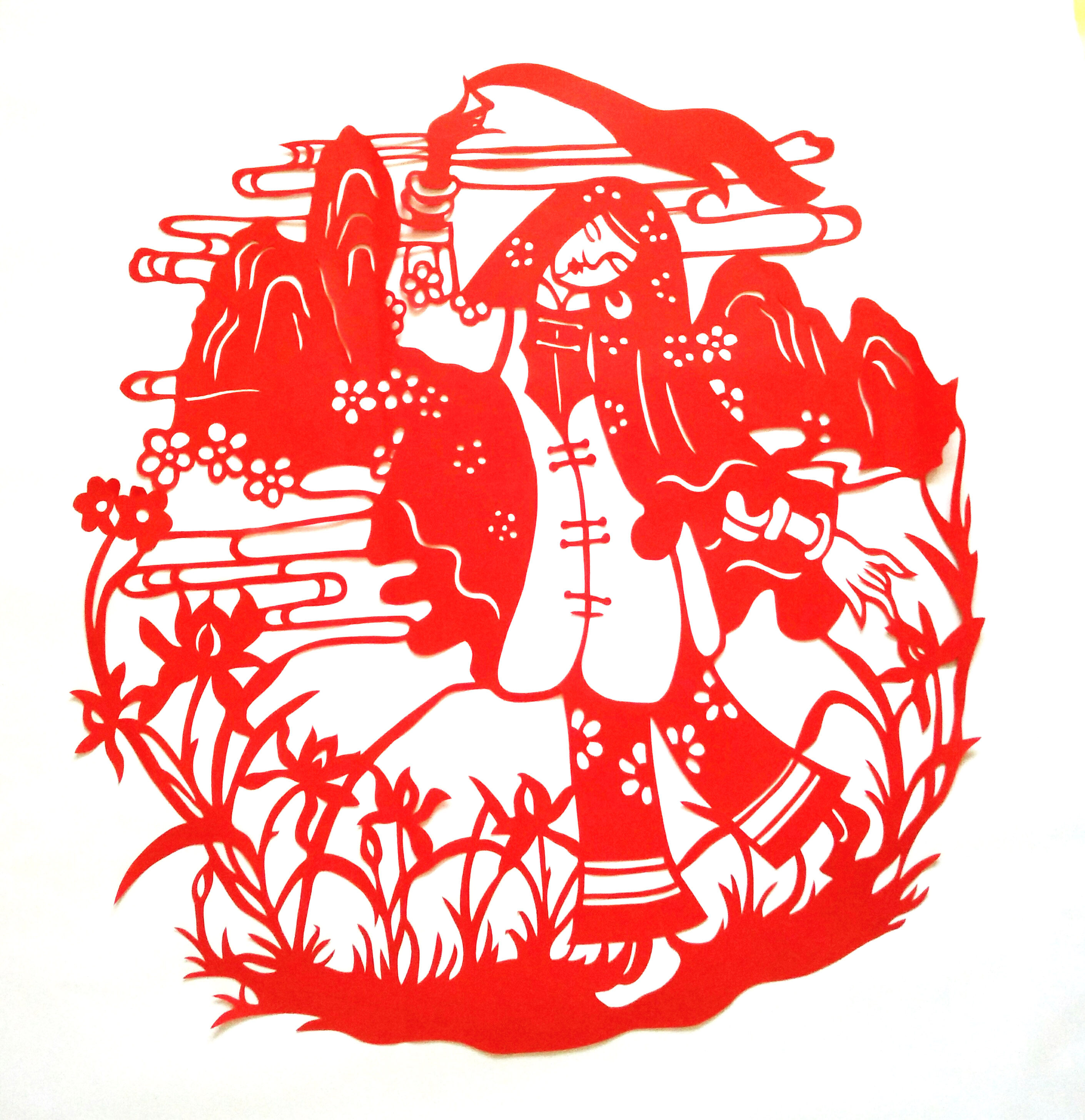 Back Nation Custom Cut Paper Stickers Pure Hand Hollowed-out Carved Paper Bifacial Red Xuan Paper Gift Size 60 * 65 cm