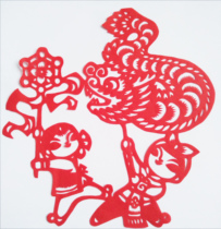 Dragon Kids Dragon Dance Paper Cut Pure Handmade School Students Kindergarten Window Flower Door Glass Sticker Decorative Painting Sticker