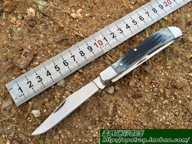 Grapesfish Multipurpose Folding Pocket Knife Back Spring Dining Knife EDC Fork Bottle Opener Imitation Horn