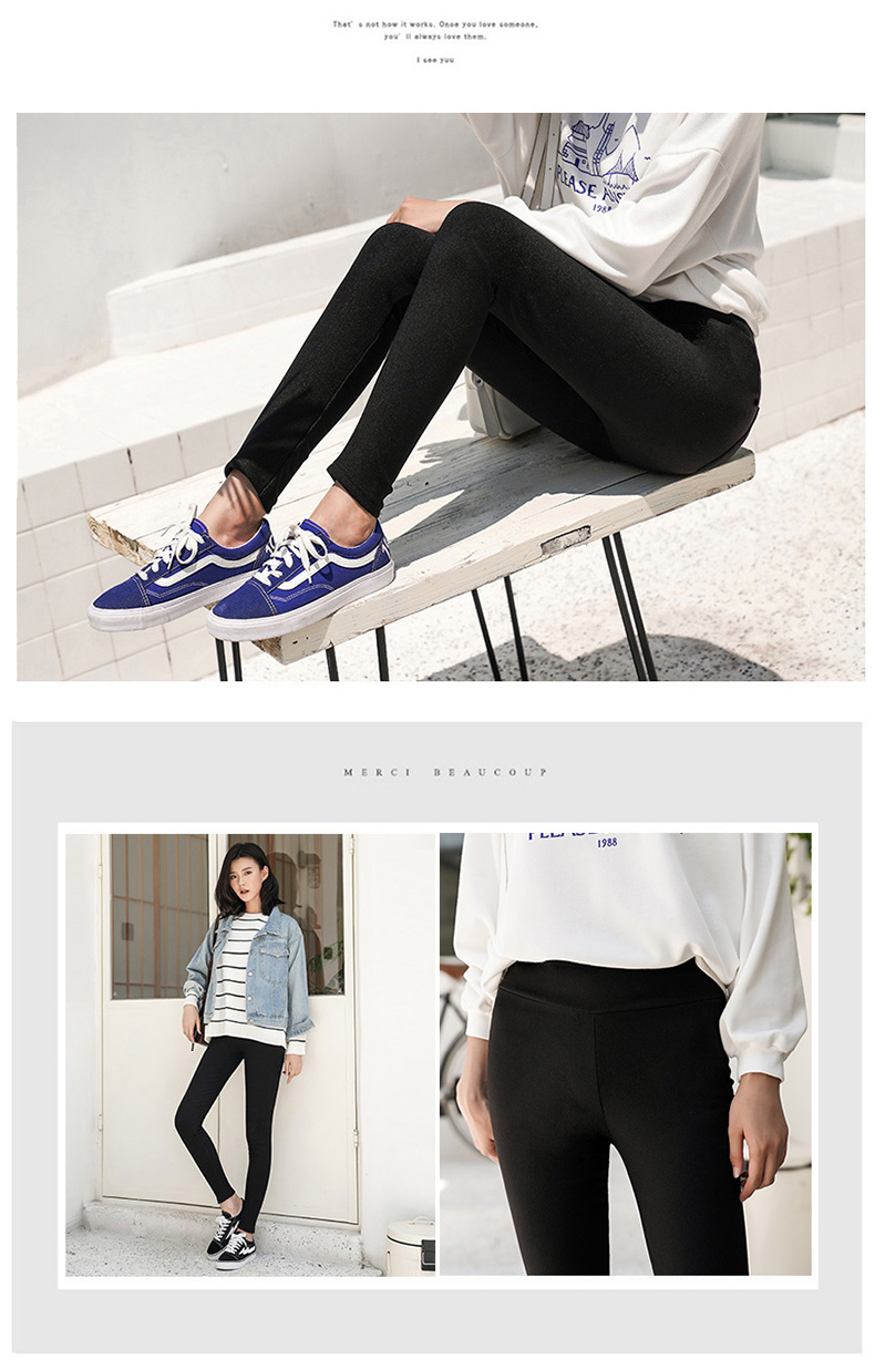 Quần legging Nam Cực mặc mùa thu đông 2018 mới cộng với bút chì nhung chín điểm dày chân đen quần legging đùi