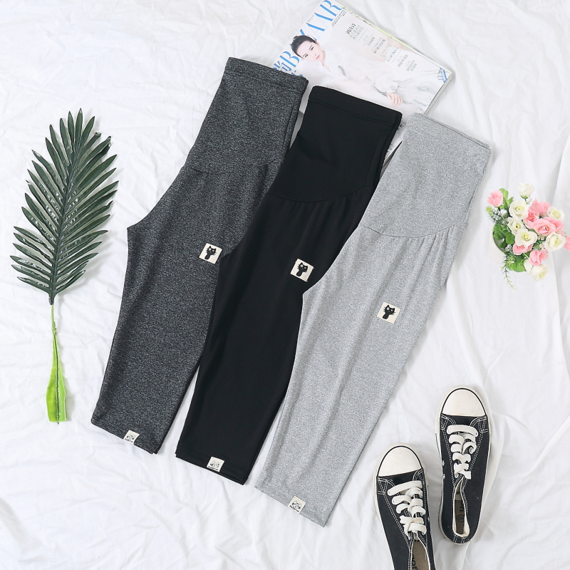 Pregnant Woman Pants Summer Fashion 2020 Milk Silk Kitten Belly Woman Sevens Pants Summer Clothing Elastic Pregnant Woman Hitting Bottom Pants-Taobao