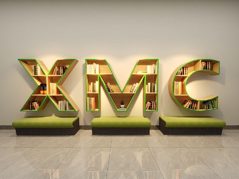 Creative alphabet bookshelf cultural wall storage shelf background wall shelf book bar corridor solid wood bookcase special-shaped wall hanging