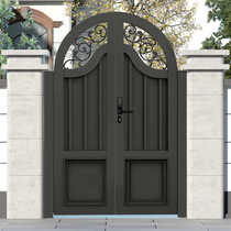 Aluminum alloy villa courtyard door rural outdoor garden courtyard iron art American arch stainless steel single and double doors