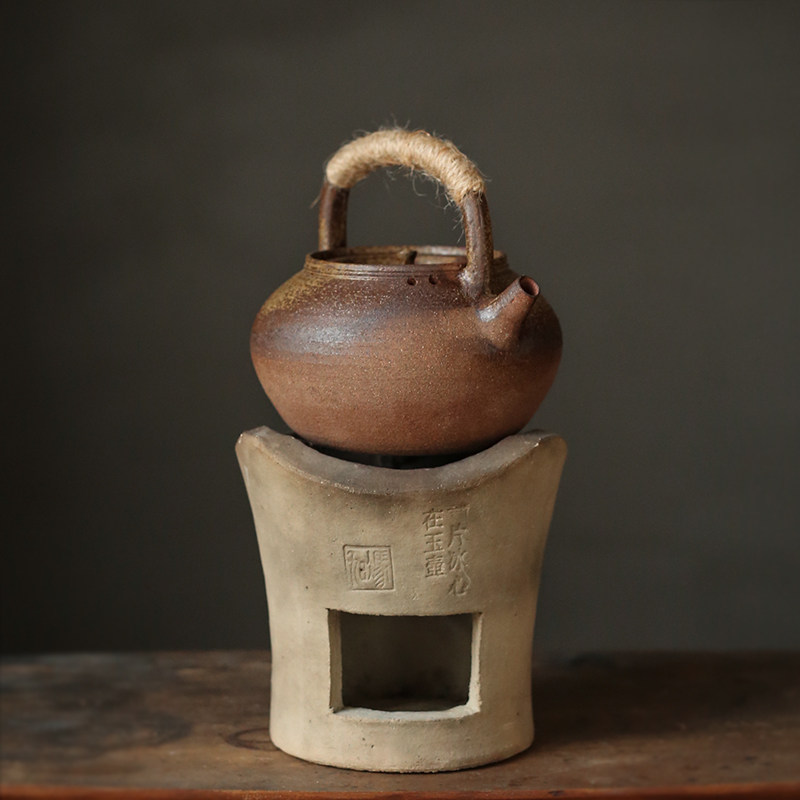 涼炉 正錦興 宗七焼 白泥 好竹連山筍亦香 時代物 茶道具 茶器 下箱付