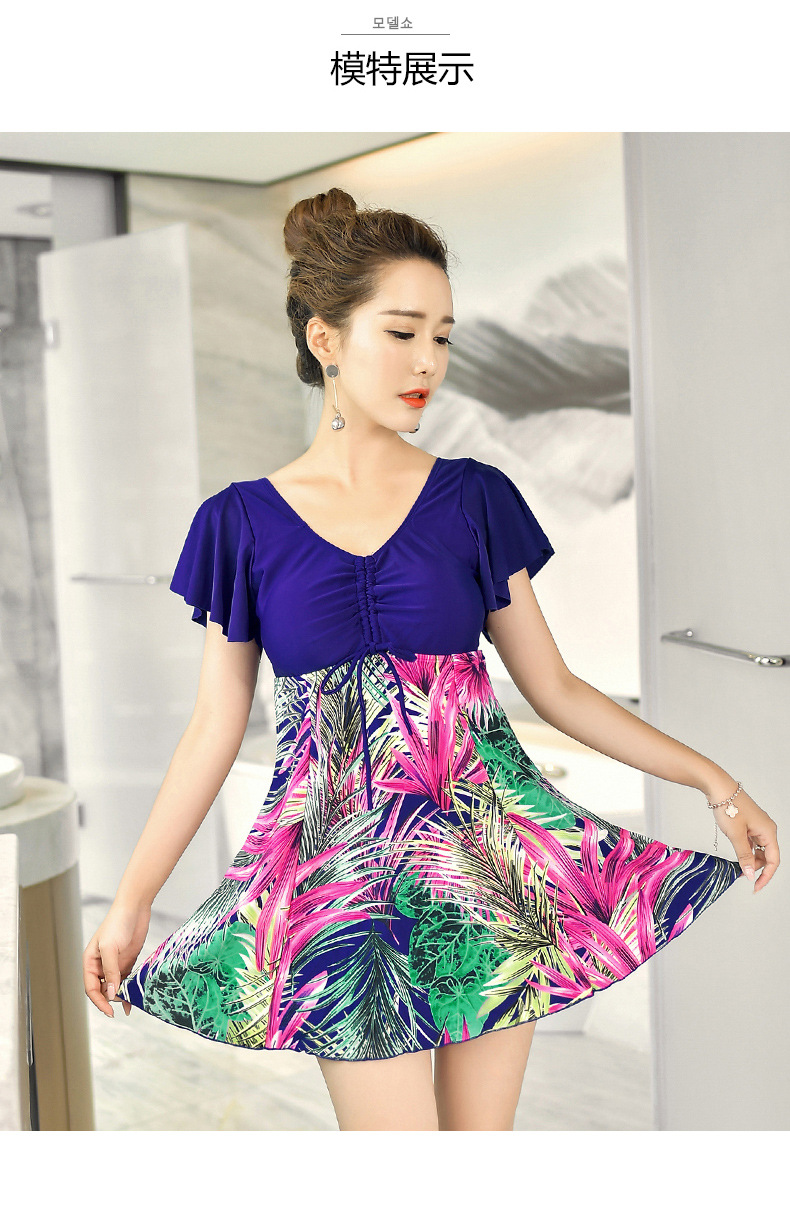 Suối nước nóng phiên bản Hàn Quốc của những bộ đồ bơi nữ một mảnh bảo thủ cỡ lớn được may mỏng in họa tiết thời trang phẳng cho mẹ bơi đồ bơi liền thân tay dài