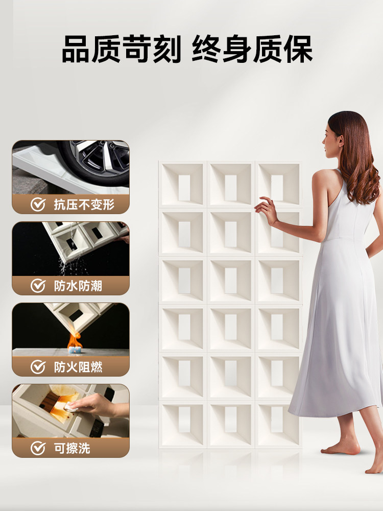 Trendy Abs Nine-Grid Hollow Brick Pu Imitation Cement Component Double-Sided Partition Background Fake Wall Door Head Lightweight Decoration