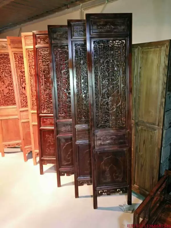 Gỗ cổ khắc màn hình cửa gỗ rắn cửa sổ nhỏ cửa sổ Kirin nhà phố vach trang tri