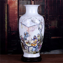 Jingdezhen ceramic vase Antique blue and white character pastel New house living room home decoration crafts insert ornaments