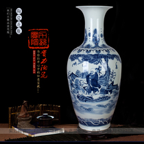 Jingdezhen ceramic antique blue and white porcelain figure large vase Simple fashion home living room crafts flower arrangement ornaments