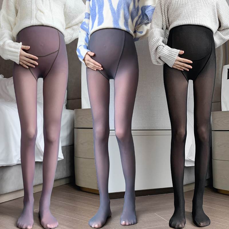 Pregnant woman with pantyhose winter plus suede thickened with underpants spring break Flesh Light Leg God Instrumental Socks Sweatpants Autumn Winter Integrated Pants-Taobao