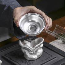 999 silver tea leak Handmade high density filter tea partition filter ceramic gilded silver tea set accessories tea filter