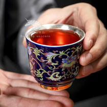 Kung Fu Teacup Set 999 Sterling Silver Cup Enamel Color Chinese Tea Tasting Master Cup Mens High-End Casual Gift
