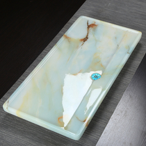 Rectangular tea tray Home artificial stone jade high-grade European-style tray tea table tea board with drainage plate office
