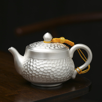 Tea set small set one pot two cups convenient tea brewer full handmade 999 sterling silver gilt teapot teacup gift box