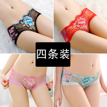 Four dresses with a feminine feel transparent embroidered lace full of seduction passion fire and hot womens underwear ultra-thin underpants