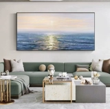 [纯手绘油画现代简约日出海景挂画客厅装饰画极简简美沙发背景壁画]