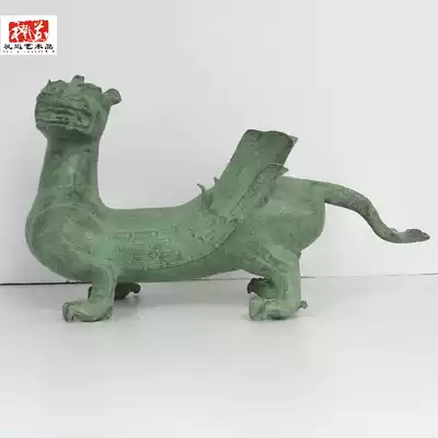 Modern antique large pure copper office desktop entrance copper decoration Lucky evil home wrong silver winged beast