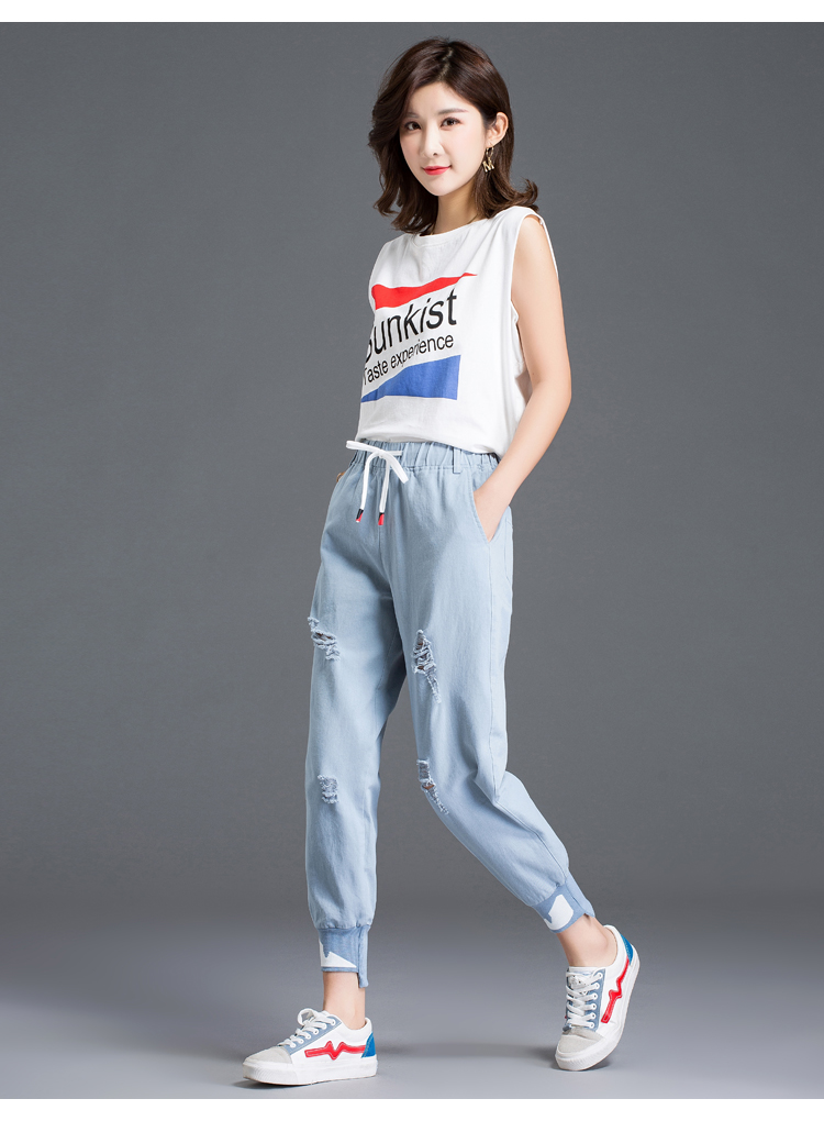 Quần thể thao nữ quần lửng ống rộng 2019 thời trang mới cá tính chân váy chín quần củ cải - Quần Harem thoi trang nữ