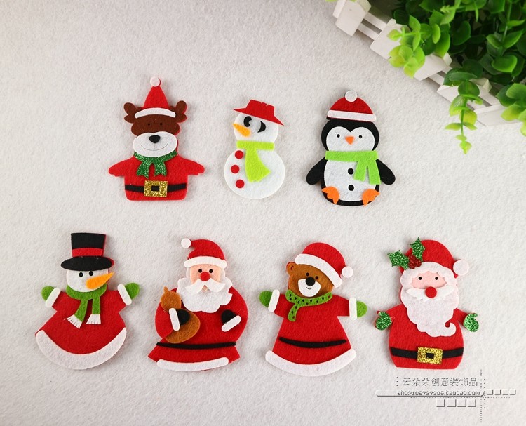 Christmas decoration supplies Christmas old man decoration non-woven santa snowman bear decoration sticker
