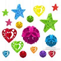 Non-woven love five-pointed star color three-dimensional hanging decoration kindergarten school shopping mall creative hanging decoration layout