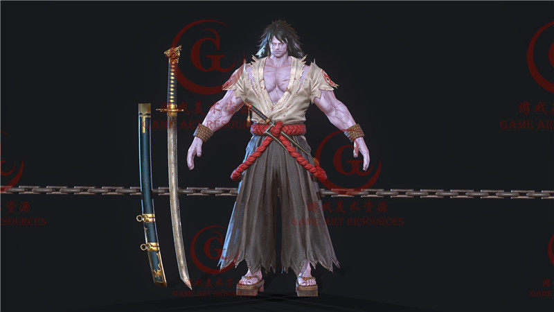 次时代PBR鬼武士剑士模型,刀客动作动画太燃了!!_小游戏_淘宝游戏网