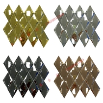 Large rhombus three-dimensional metal stainless steel mosaic silver tiles hotel bar KTV black mirror background wall