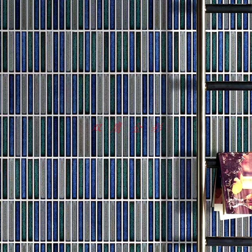 Маленькая длинная полосае керамическая мозаичная палочка для еды кирпич черный, белый, синий зеленый балкон -балкон -балкон -балкон -цилиндр изогнутая стена