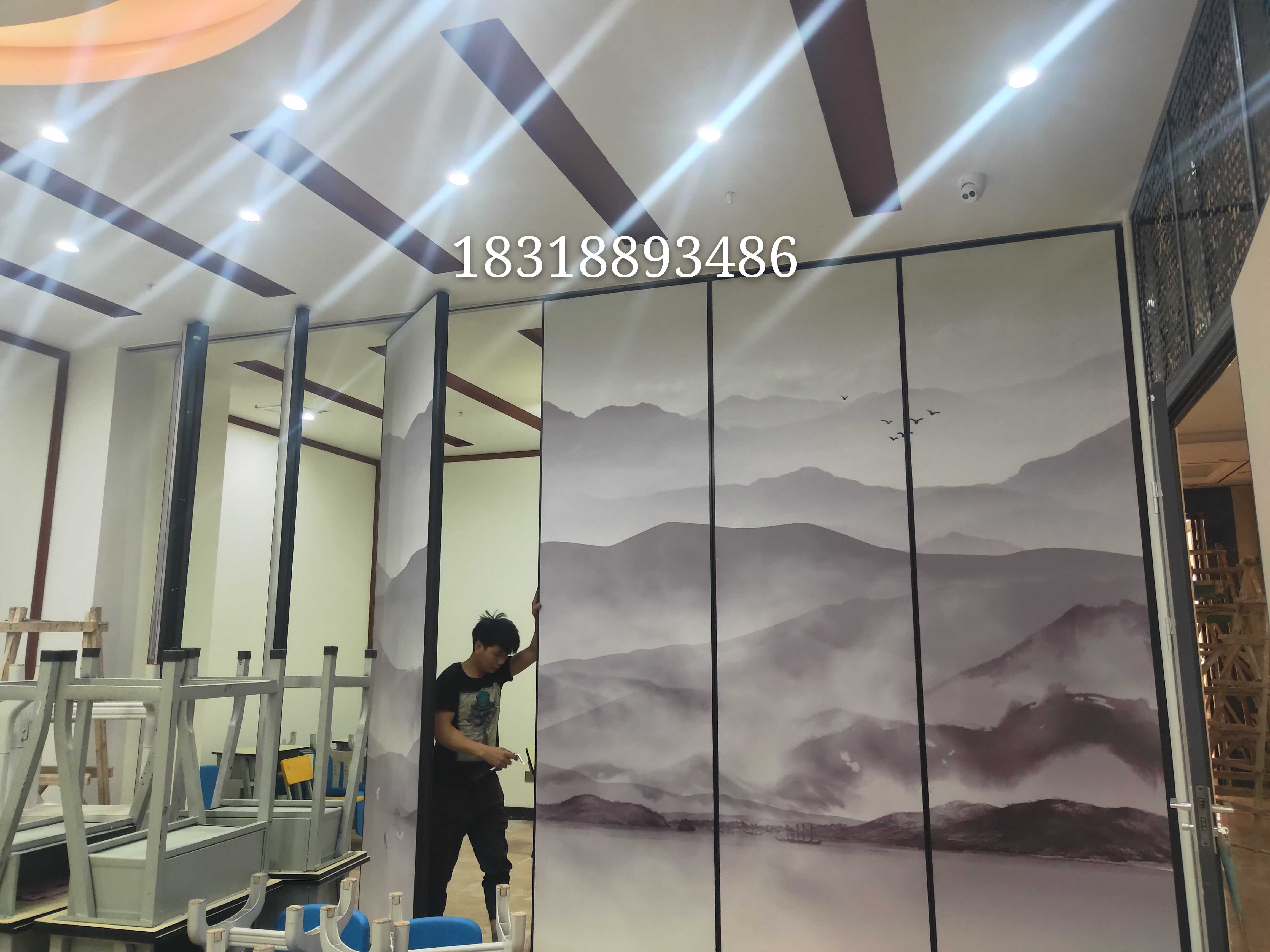 Banquet hall High partition Conference room Mobile screen Metal private room Folding door Metal hanging wheel soundproof wall into the home