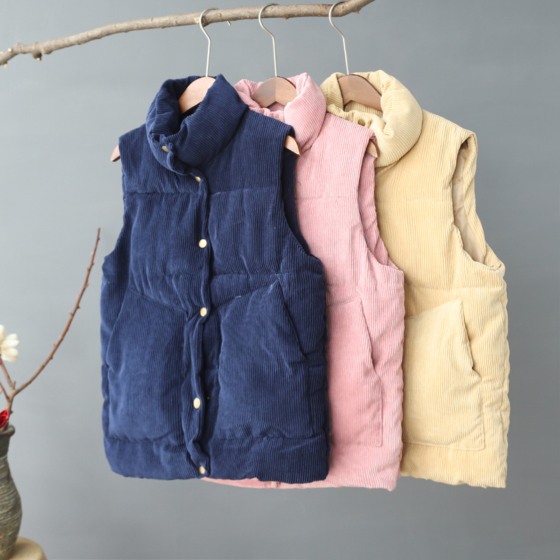 D9 cotton ngắn vest nữ mùa thu đông 2018 phiên bản Hàn Quốc mới của áo khoác nhung rộng rãi áo khoác dày ao gile