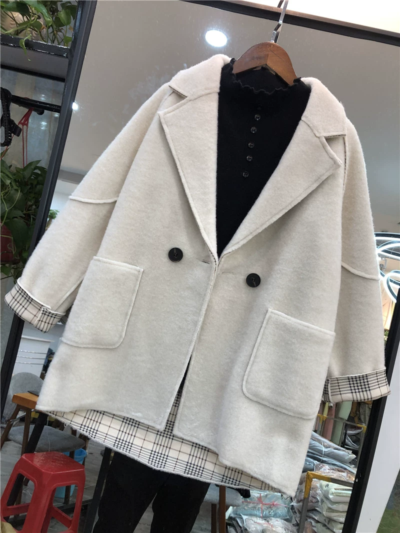 Áo len nữ S101 mùa thu đông mới phù hợp với phong cách Hàn Quốc cổ áo rộng và mỏng, đơn giản và linh hoạt. - Áo khoác ngắn