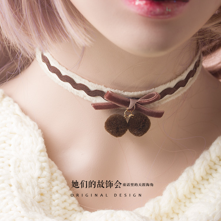 Caramel Macchiato bánh sô cô la phụ kiện tóc LOLITA tóc bóng bông tai CHOKER Nhật Bản hand made đồ trang sức ban đầu