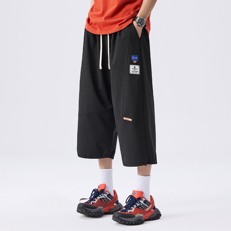 Summer Plus-Size Stretchy Men's Casual Pants, Extra-Large, Trendy Cropped Pants for Big and Tall Individuals