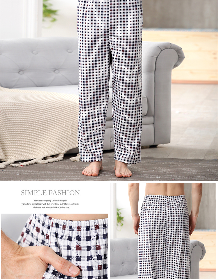 Trung niên và người già quần ngủ nam mùa hè phần mỏng cotton cộng với phân bón để tăng quần tây giản dị cha cotton điều hòa không khí nhà quần quần đũi nam