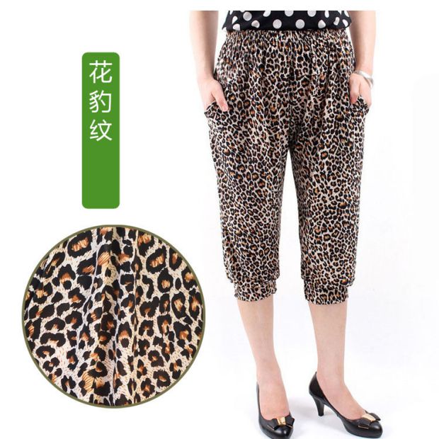 Quần hoa trung niên mỏng mảnh băng lụa cotton nở quần mẹ tải quần cắt cạp thun cao eo rộng quần âu - Quần áo của mẹ áo tuổi trung niên